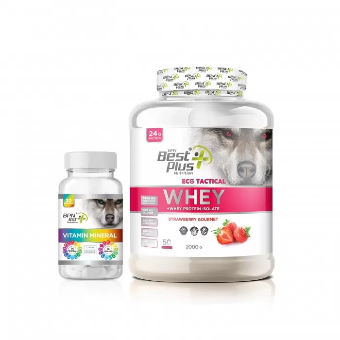 BPN Best Plus Nutrition Eco Tactical Kombinasyon Paketi ( Whey Protein Çilek Aromalı + Vitamin ) 